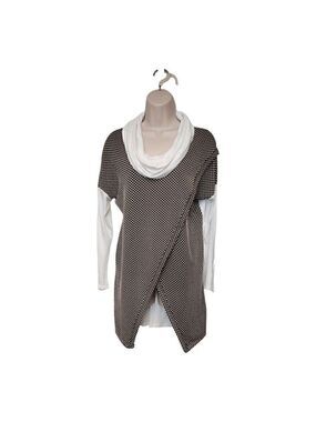 Lollipop Star Black Multicolor Polka-Dot Tunic Blouse Size Medium
